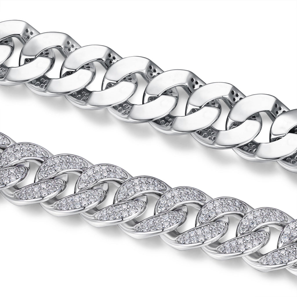 Ancoraggio Moissanite Cuban Link Bracelet in Sterling Silver