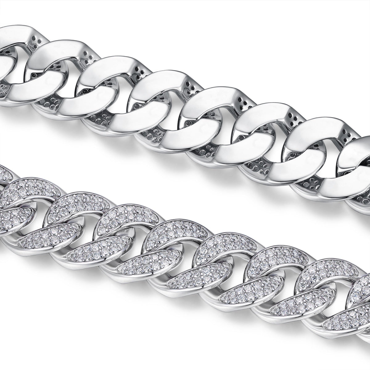 Ancoraggio Moissanite Cuban Link Bracelet in Sterling Silver