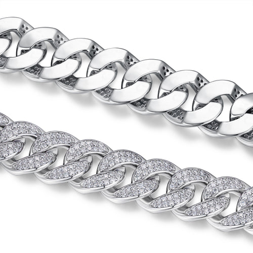 Ancoraggio Moissanite Cuban Link Bracelet in Sterling Silver