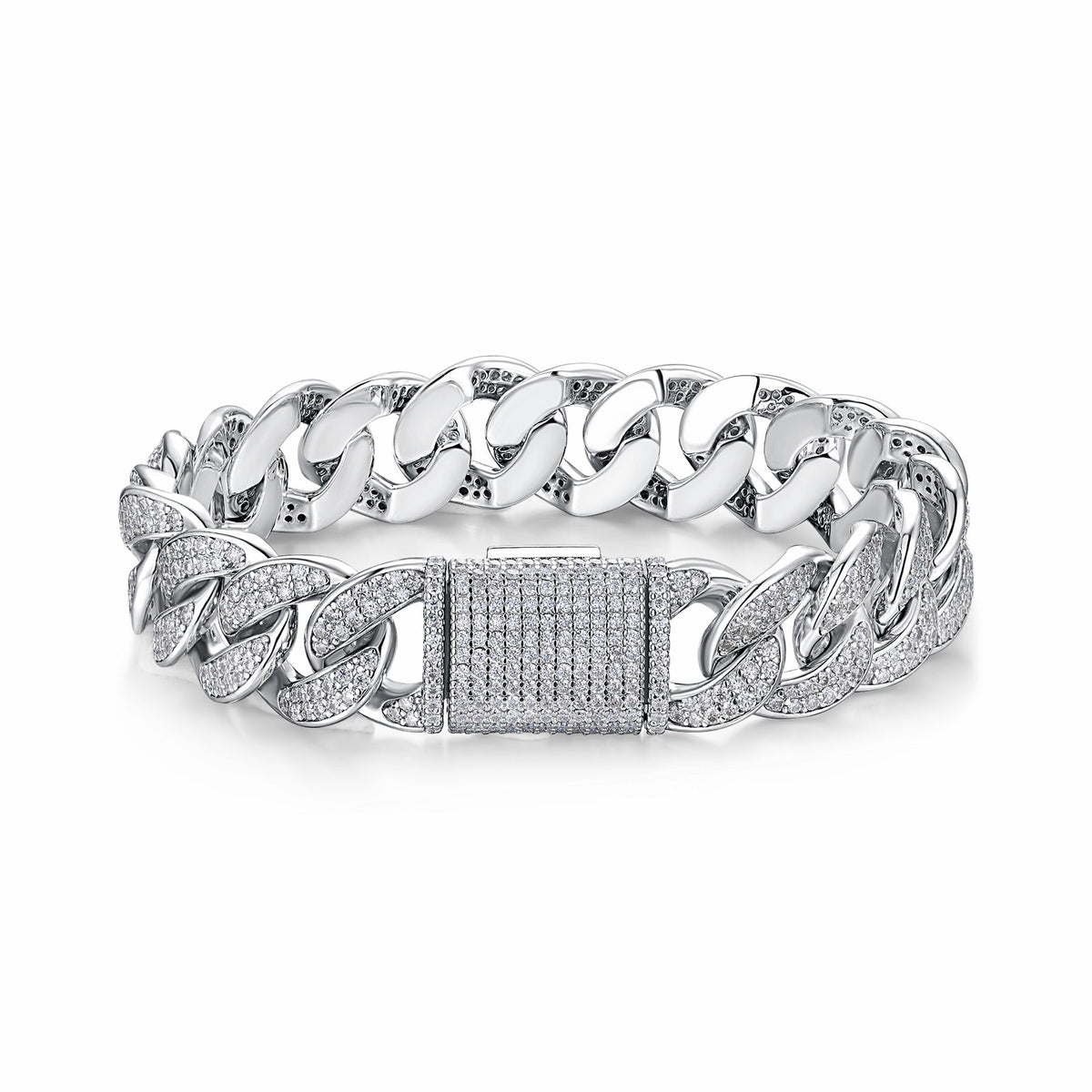Ancoraggio Moissanite Cuban Link Bracelet in Sterling Silver