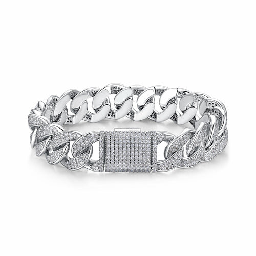 Ancoraggio Moissanite Cuban Link Bracelet in Sterling Silver
