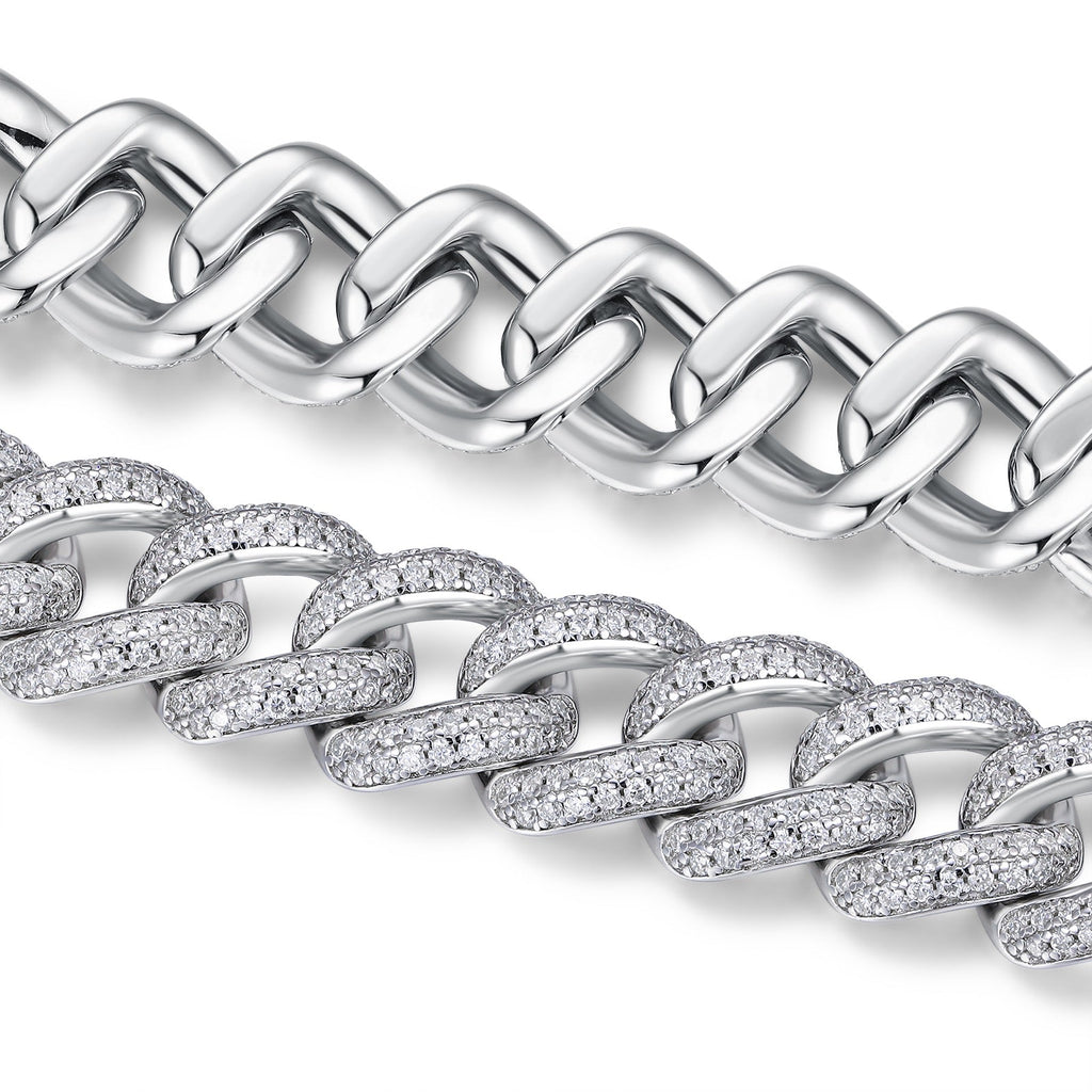 Serpente Moissanite Cuban Link Bracelet in Sterling Silver
