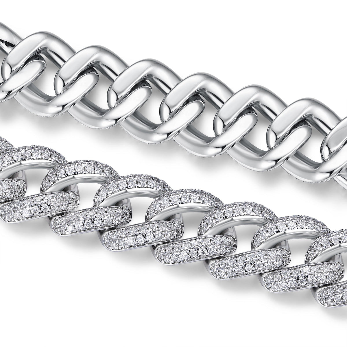Serpente Moissanite Cuban Link Bracelet in Sterling Silver