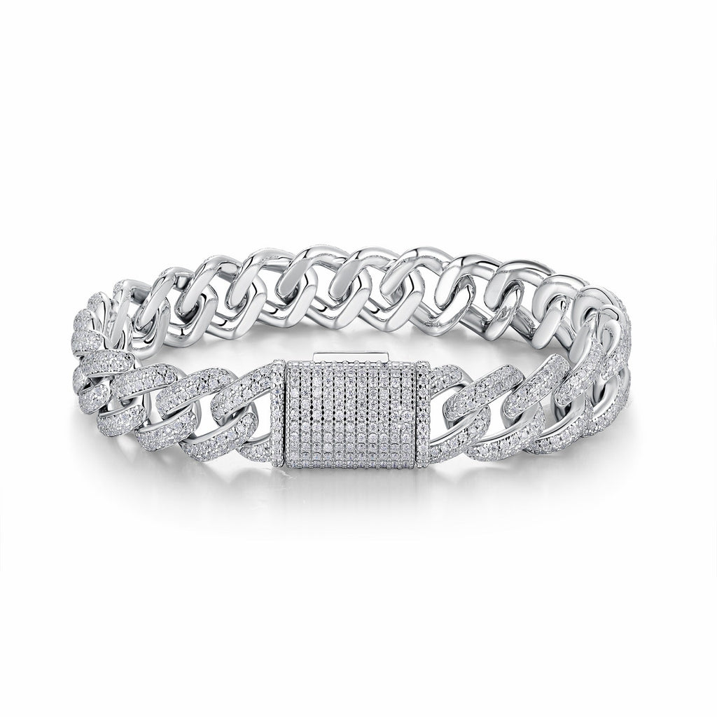 Serpente Moissanite Cuban Link Bracelet in Sterling Silver