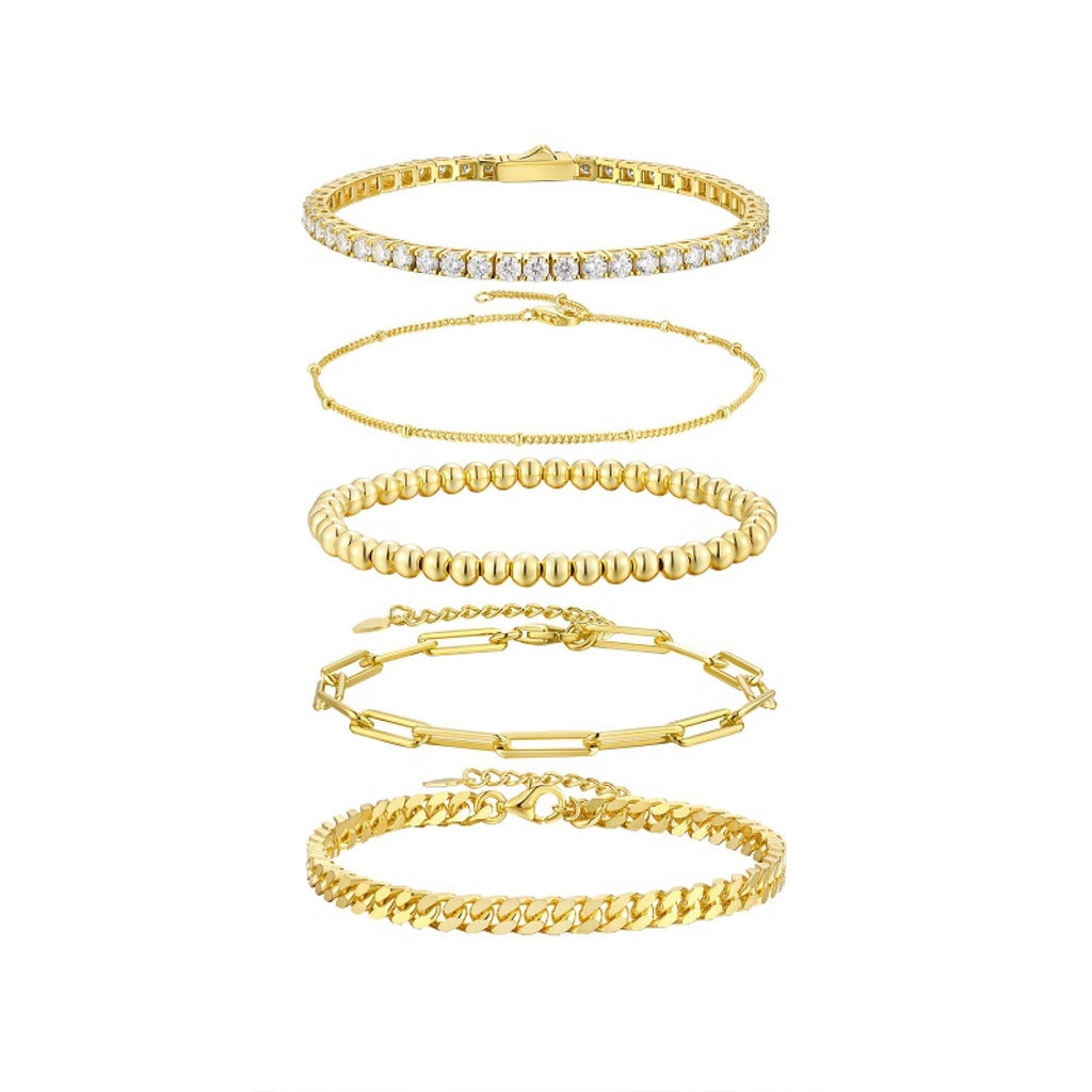 Impilabile Moissanite Stackable Bangle Set in Gold-Tone Sterling Silver