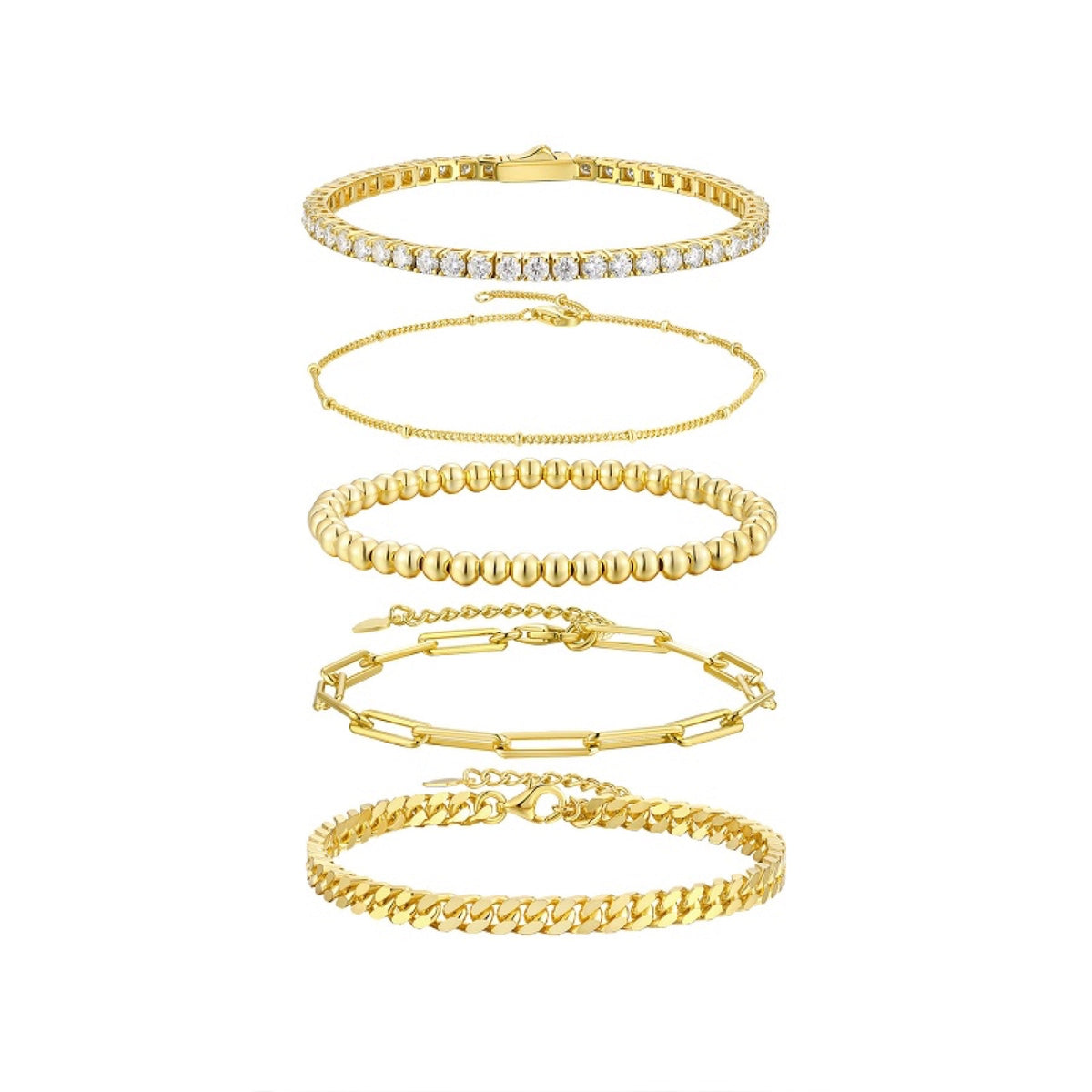 Impilabile Moissanite Stackable Bangle Set in Gold-Tone Sterling Silver