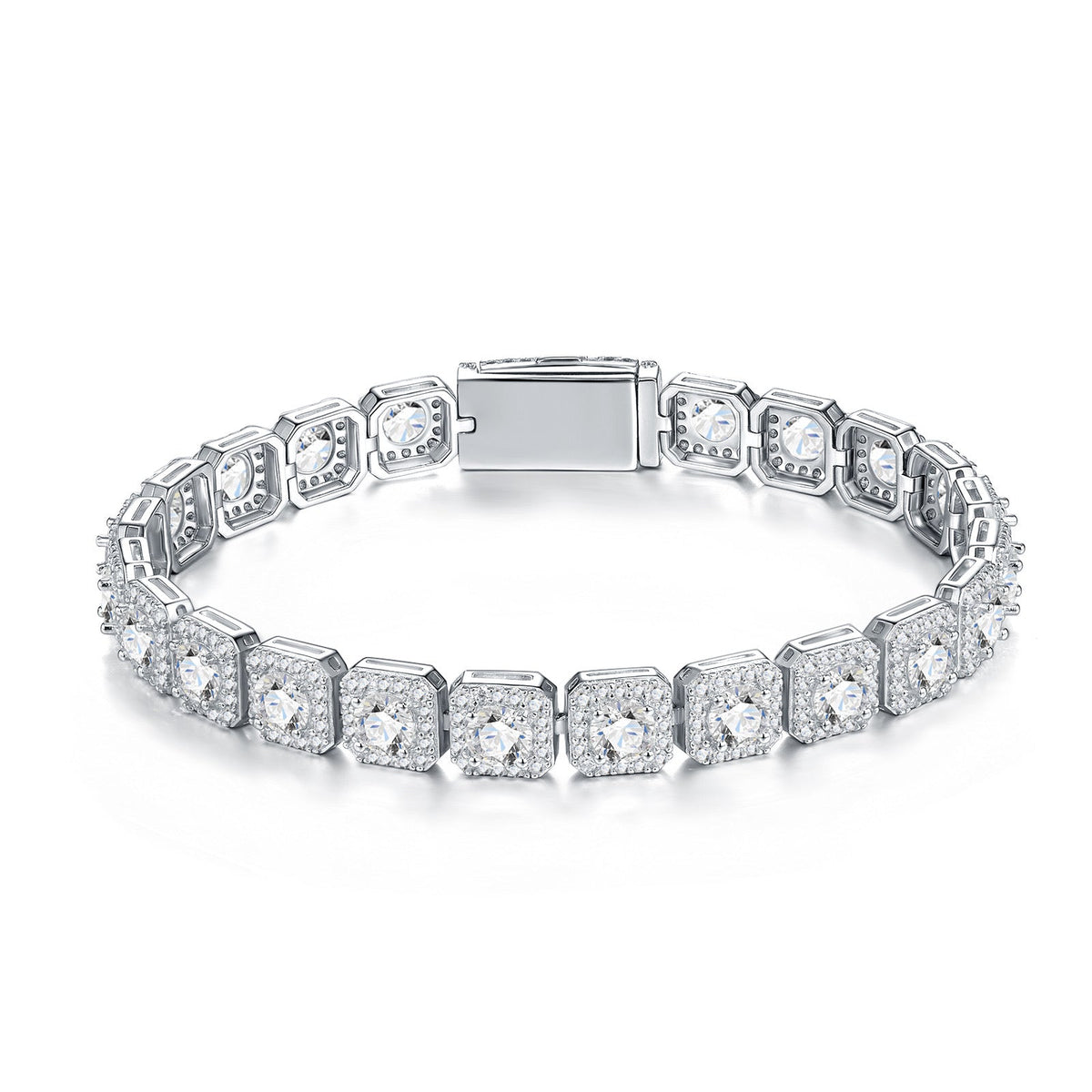 Targhetta Moissanite Tennis Bracelet in Sterling Silver