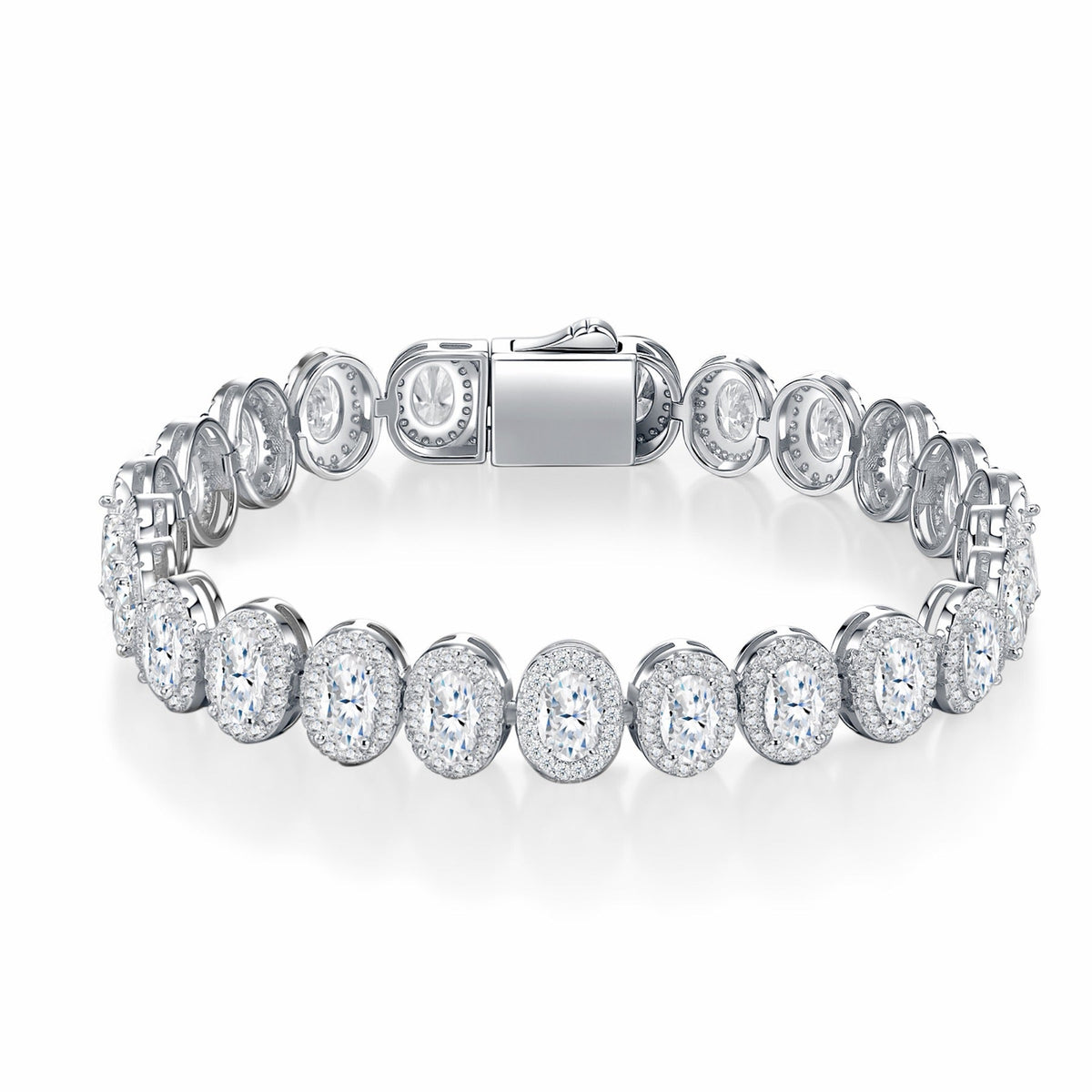 Ovalona Moissanite Tennis Bracelet in Sterling Silver