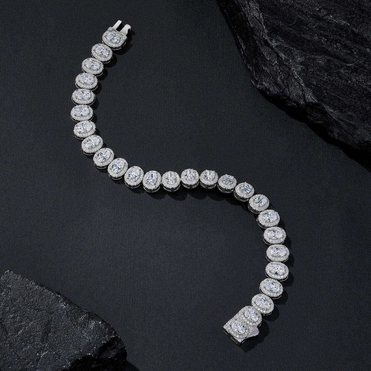 Ovalona Moissanite Tennis Bracelet in Sterling Silver