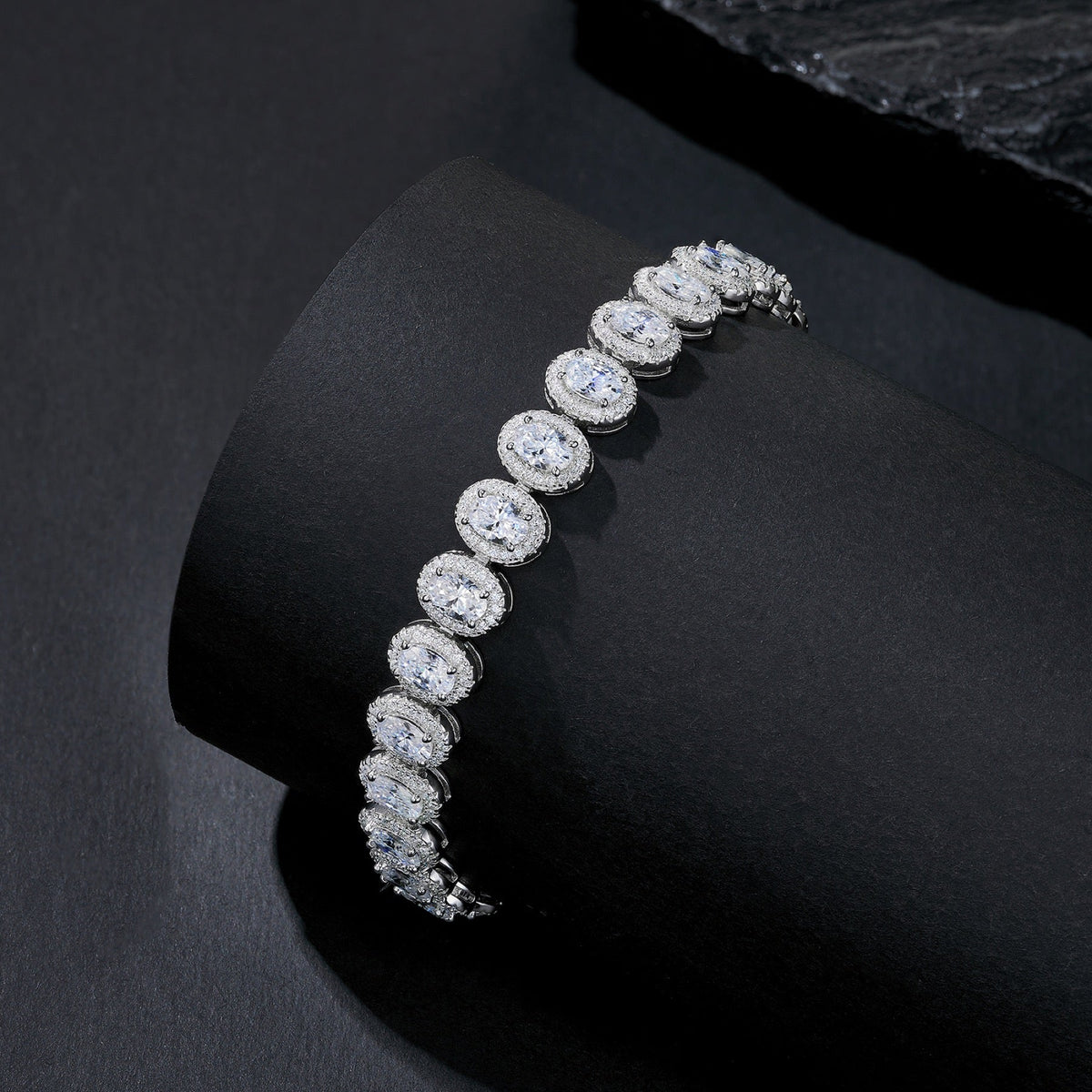 Ovalona Moissanite Tennis Bracelet in Sterling Silver