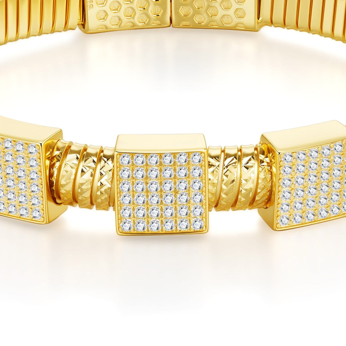 Snodato Moissanite Bangle Bracelet in Gold-Tone Sterling Silver