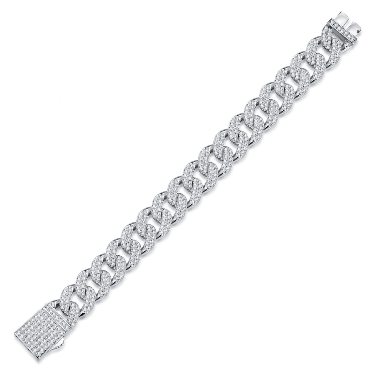 Cubano Moissanite Cuban Link Bracelet in Sterling Silver