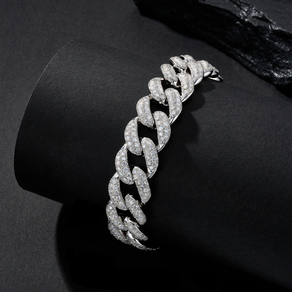 Cubano Moissanite Cuban Link Bracelet in Sterling Silver