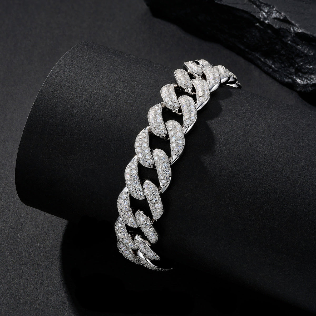 Cubano Moissanite Cuban Link Bracelet in Sterling Silver