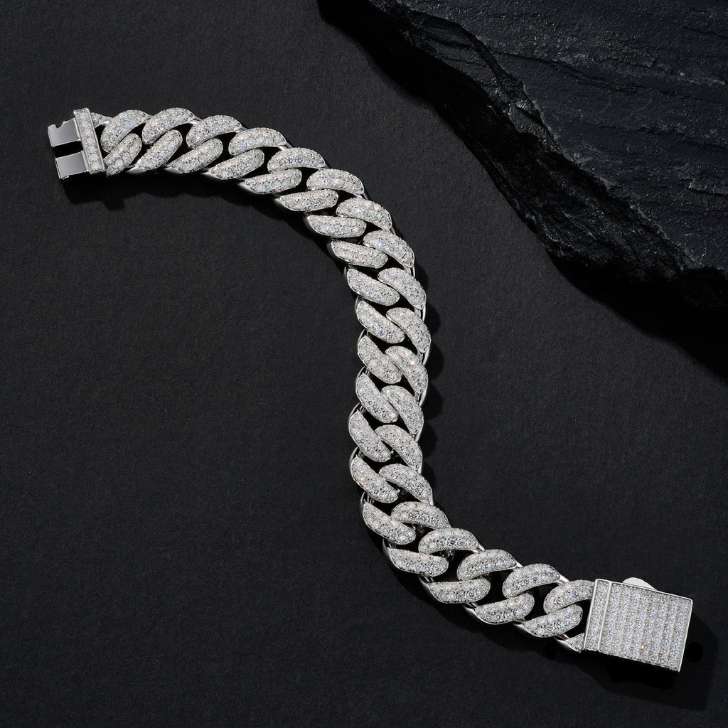 Cubano Moissanite Cuban Link Bracelet in Sterling Silver