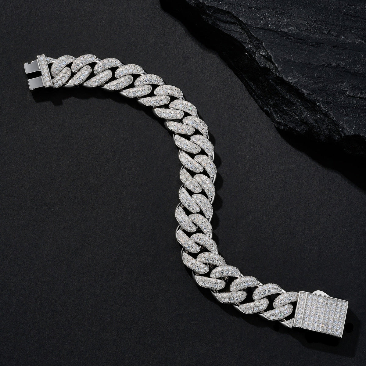 Cubano Moissanite Cuban Link Bracelet in Sterling Silver