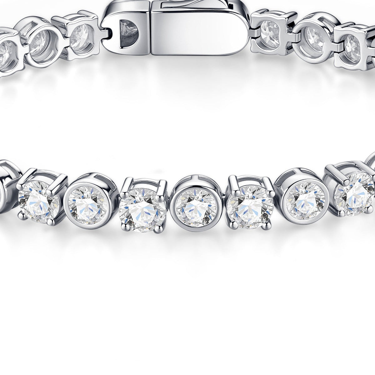 Bezellona Moissanite Tennis Bracelet in Sterling Silver
