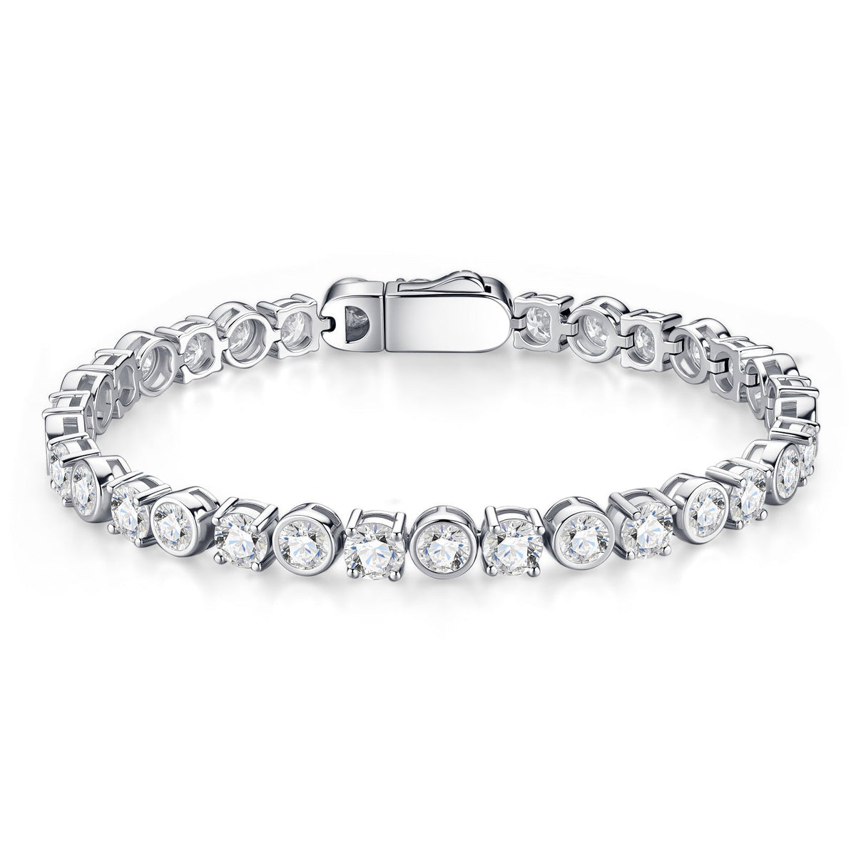 Bezellona Moissanite Tennis Bracelet in Sterling Silver