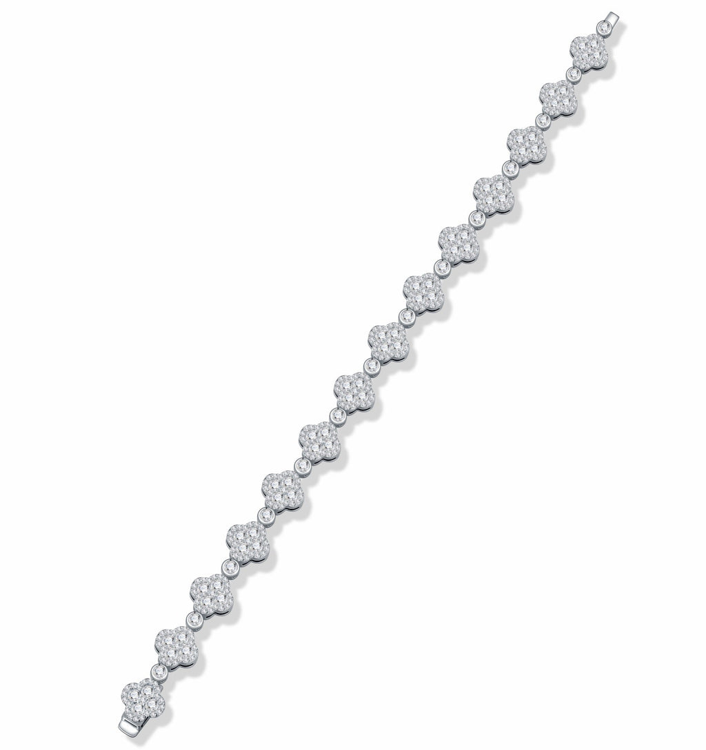 Quadrifogliata Moissanite Tennis Bracelet in Sterling Silver
