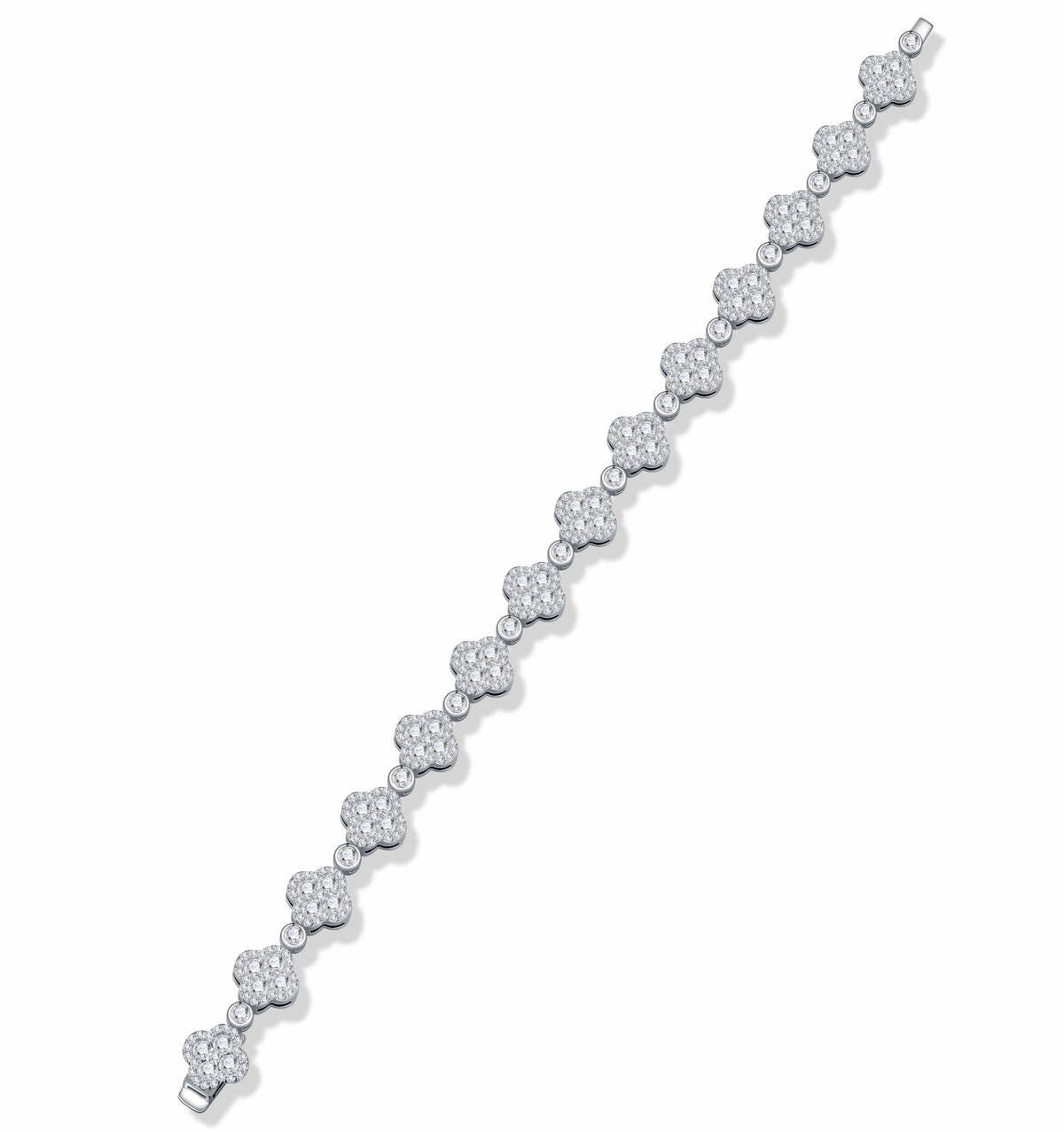 Quadrifogliata Moissanite Tennis Bracelet in Sterling Silver