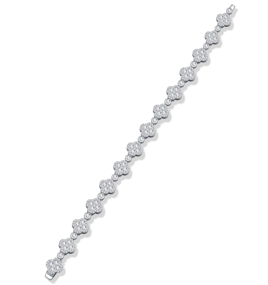 Quadrifogliata Moissanite Tennis Bracelet in Sterling Silver