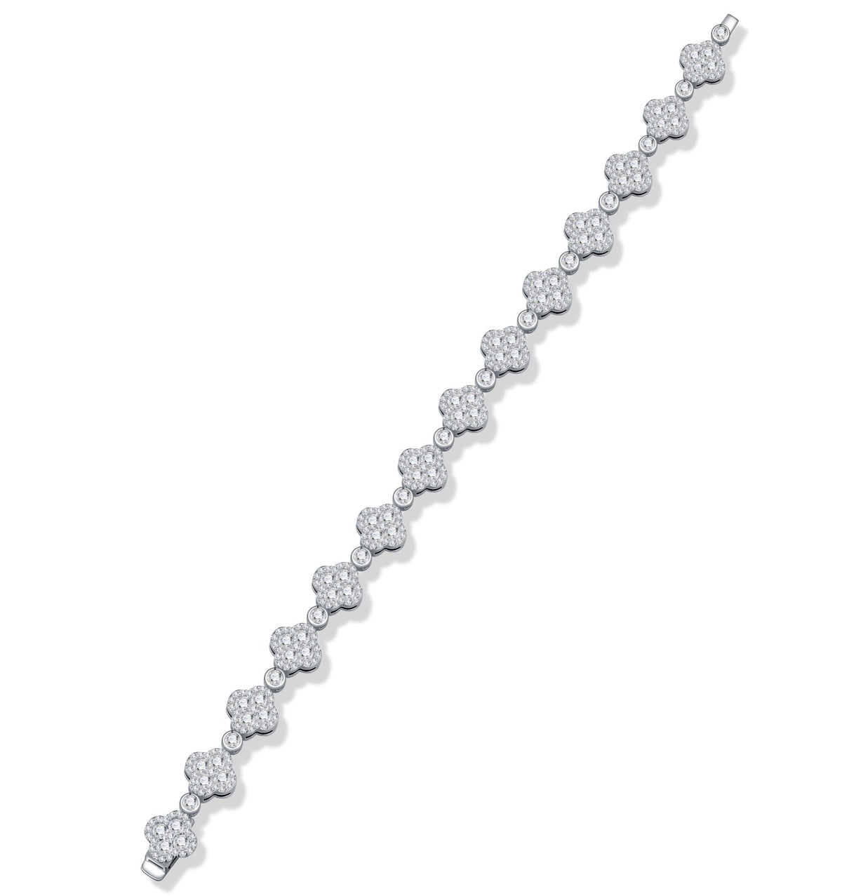 Quadrifogliata Moissanite Tennis Bracelet in Sterling Silver