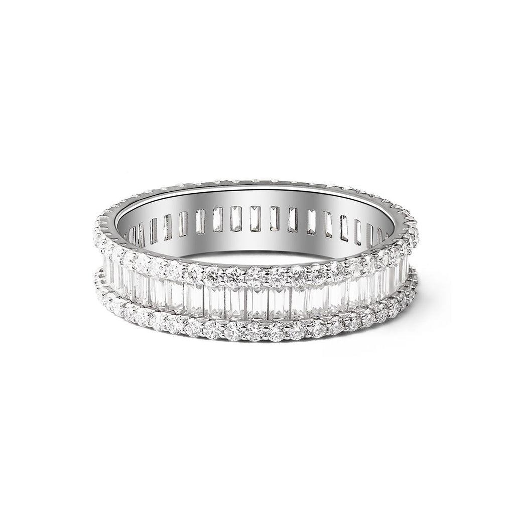 Skyline 4.3 Carat Baguette Moissanite Eternity Ring in Sterling Silver