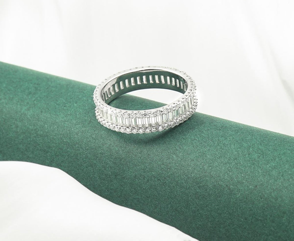 Skyline 4.3 Carat Baguette Moissanite Eternity Ring in Sterling Silver