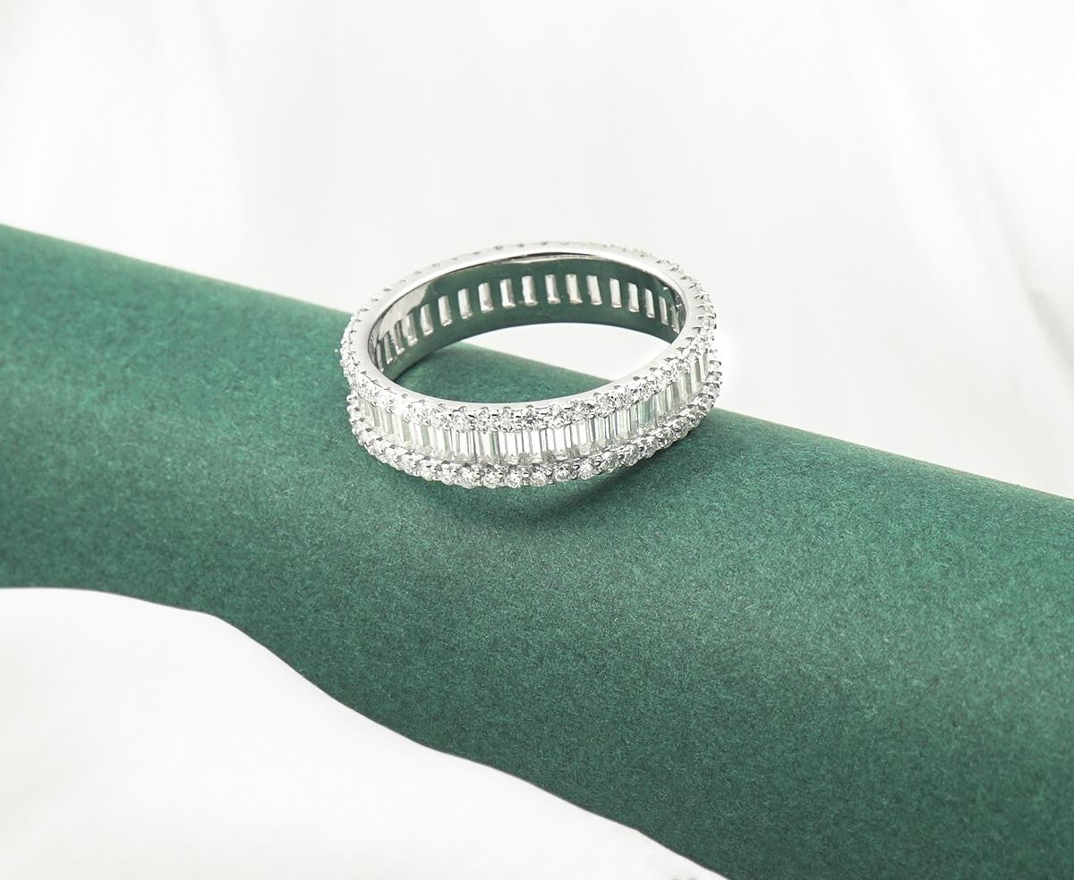 Skyline 4.3 Carat Baguette Moissanite Eternity Ring in Sterling Silver