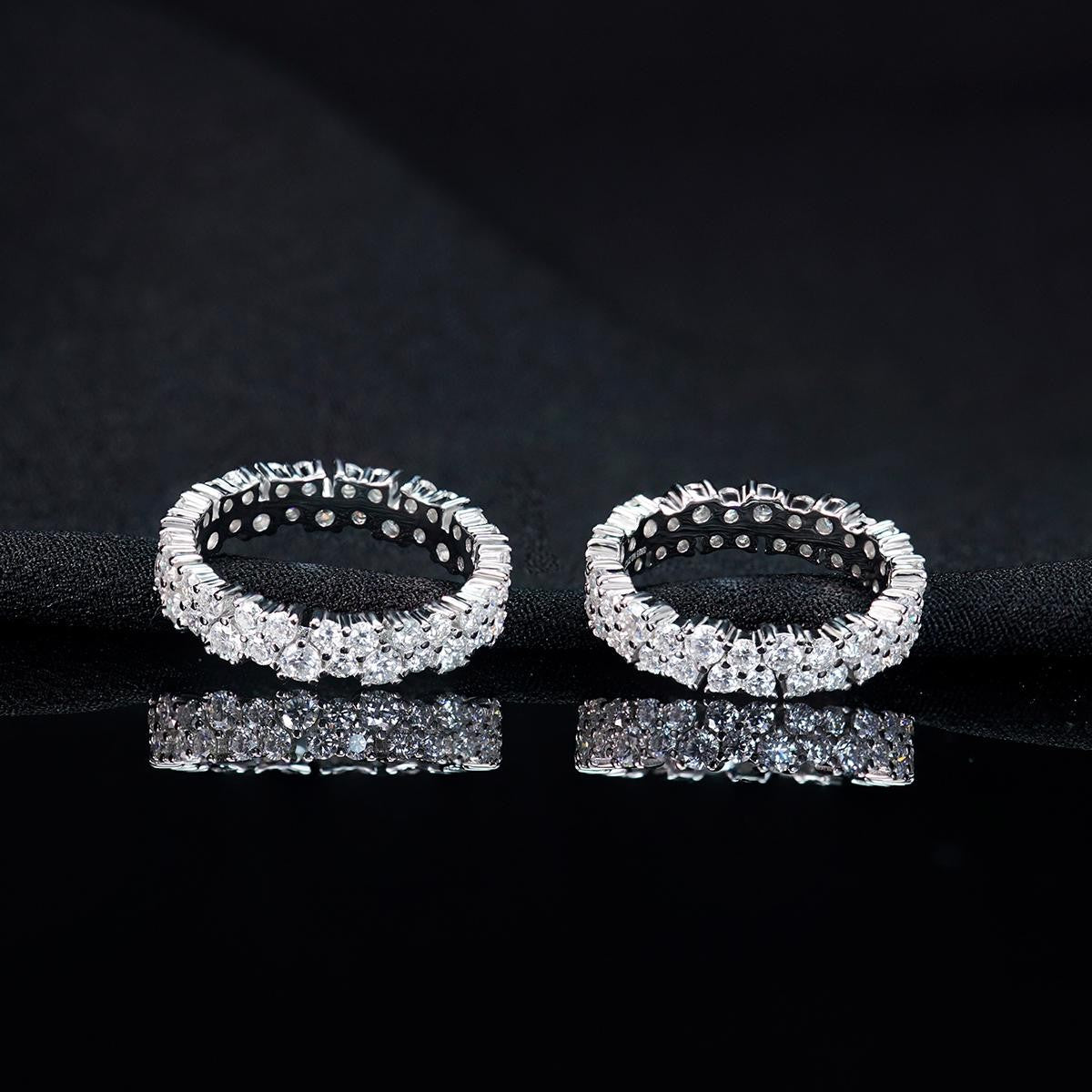 Duette 2.5 Carat Double Row Moissanite Eternity Ring in Sterling Silver