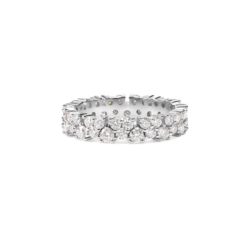 Duette 2.5 Carat Double Row Moissanite Eternity Ring in Sterling Silver