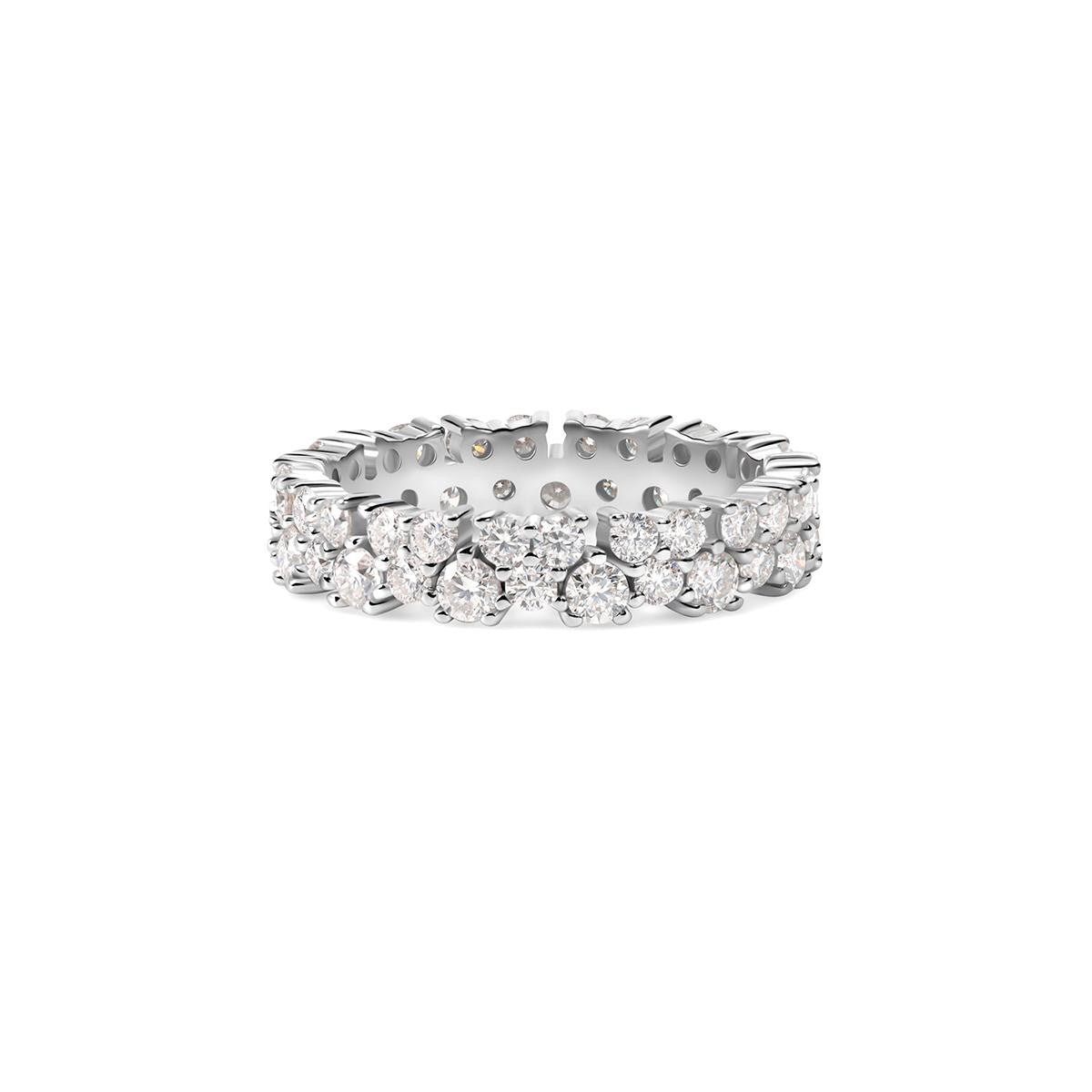 Duette 2.5 Carat Double Row Moissanite Eternity Ring in Sterling Silver