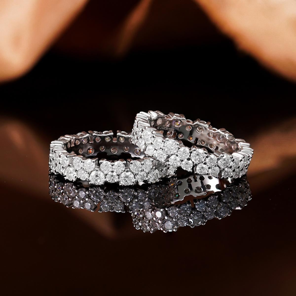 Duette 2.5 Carat Double Row Moissanite Eternity Ring in Sterling Silver