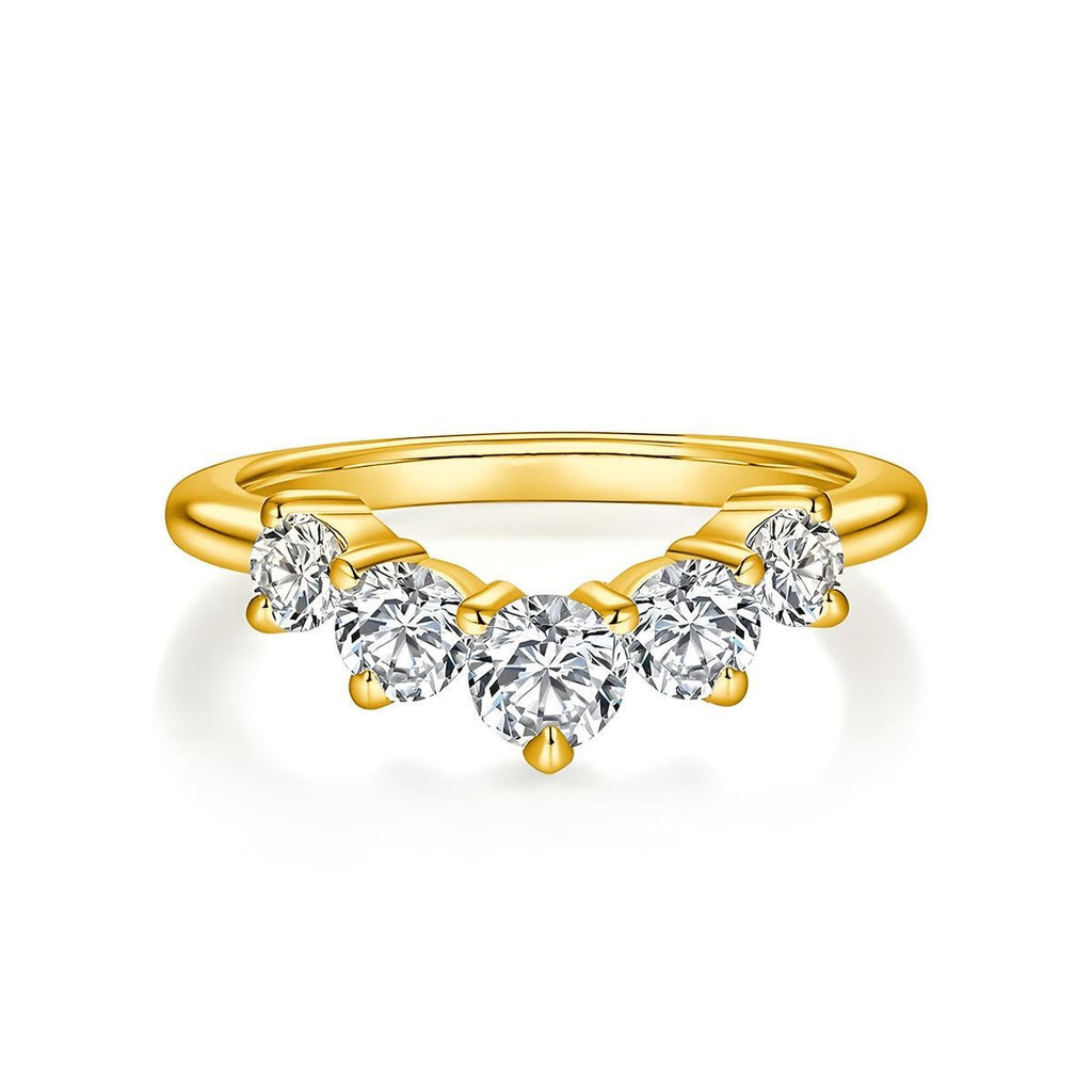 Crestwave 0.9 Carat Curved Moissanite Band in Gold-Tone Sterling Silver