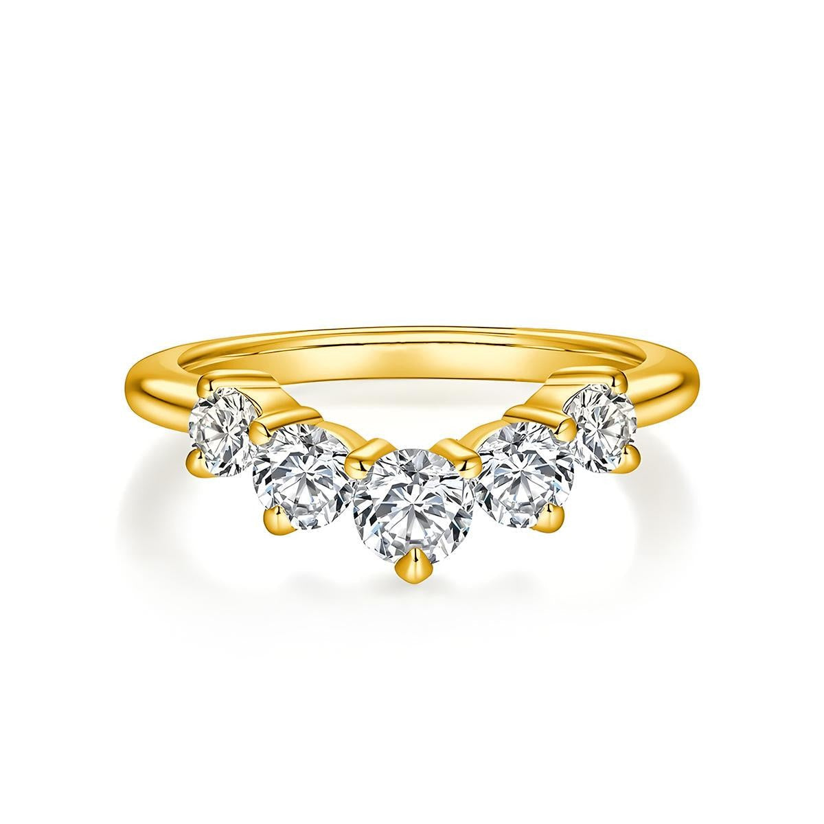 Crestwave 0.9 Carat Curved Moissanite Band in Gold-Tone Sterling Silver