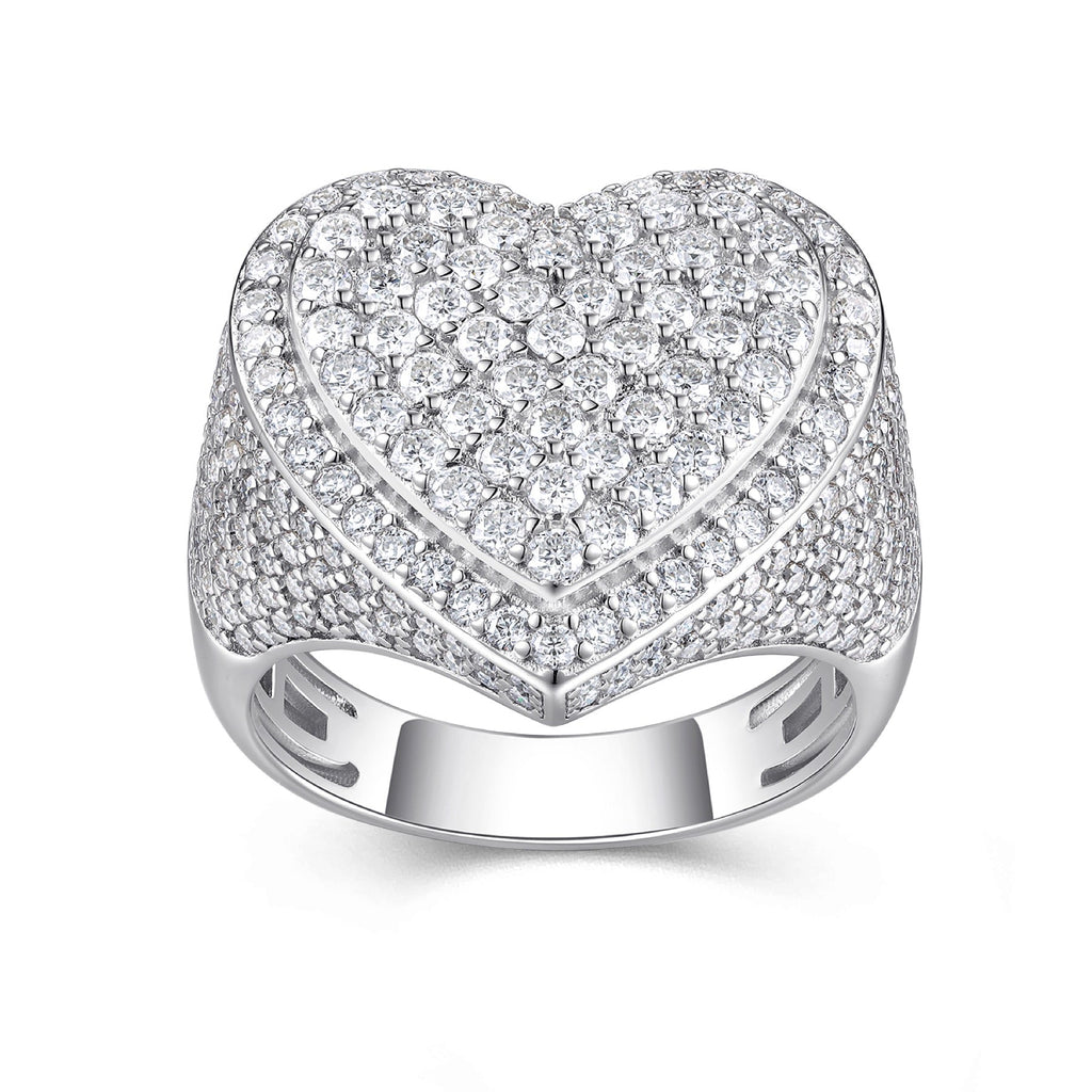 Valor Moissanite Men's Heart Ring in S925 Sterling Silver