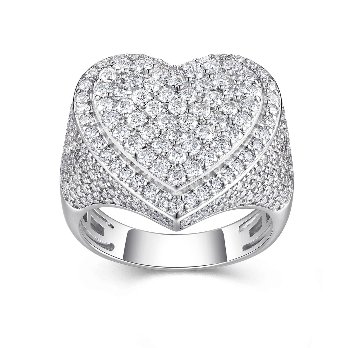 Valor Moissanite Men's Heart Ring in S925 Sterling Silver