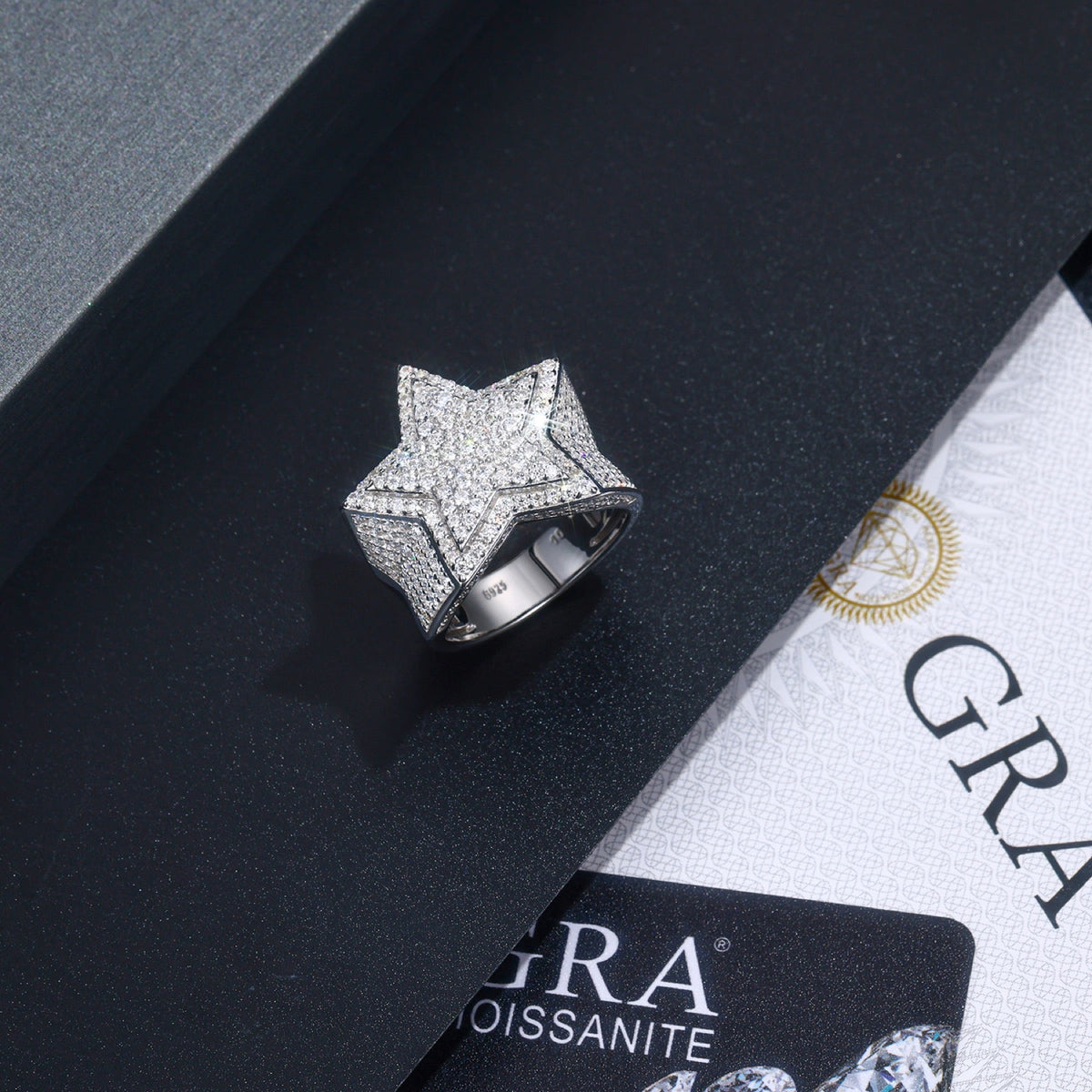 Sirius Moissanite Men's Star Ring in S925 Sterling Silver