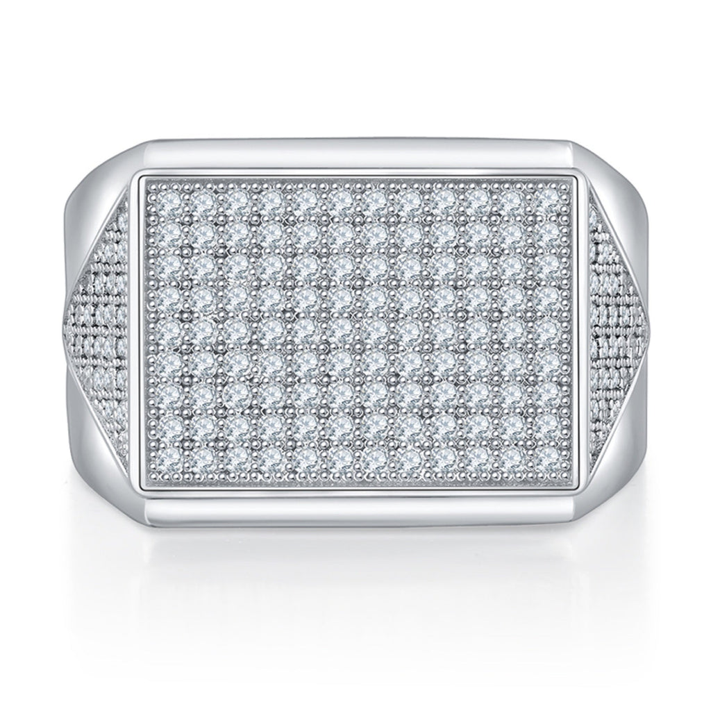 Slate Moissanite Men's Ring in S925 Sterling Silver