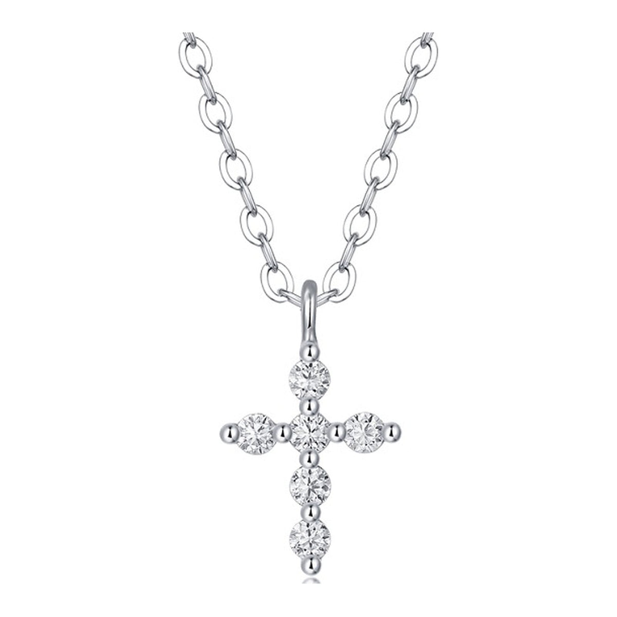 Devotion Moissanite Cross Necklace in Sterling Silver