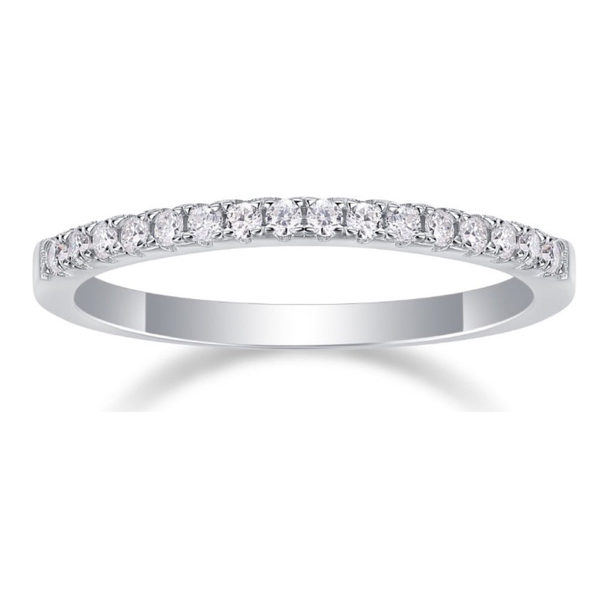 Halfway Moissanite Half Eternity Band Ring in Sterling Silver