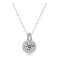 Aureole Moissanite Halo Pendant Necklace in Sterling Silver