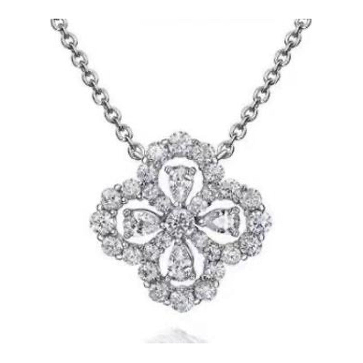 Fortuna Moissanite Clover Cluster Necklace in Sterling Silver