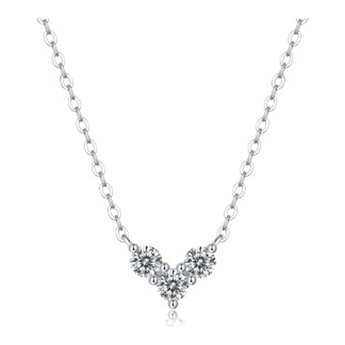 Chevron Moissanite V Cluster Necklace in Sterling Silver