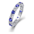 Azure Blue & White Moissanite Eternity Band Ring in Sterling Silver