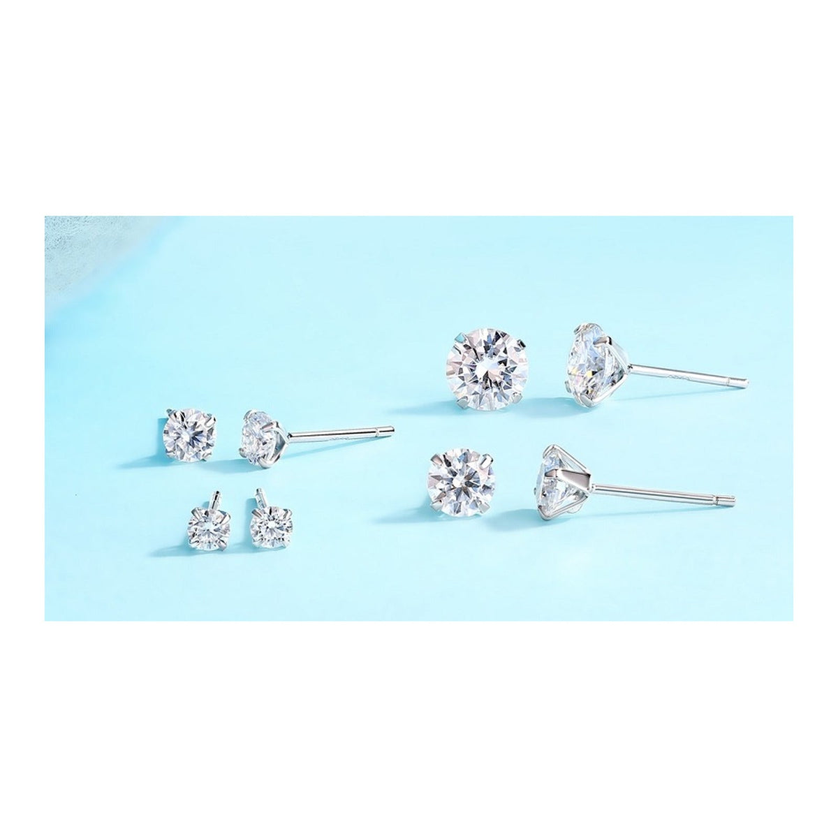 Solo Moissanite Stud Earrings in Sterling Silver