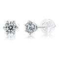 Six Moissanite Stud Earrings in Sterling Silver