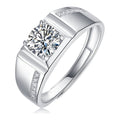 Meridian 1 Carat Moissanite Men's Ring in Sterling Silver