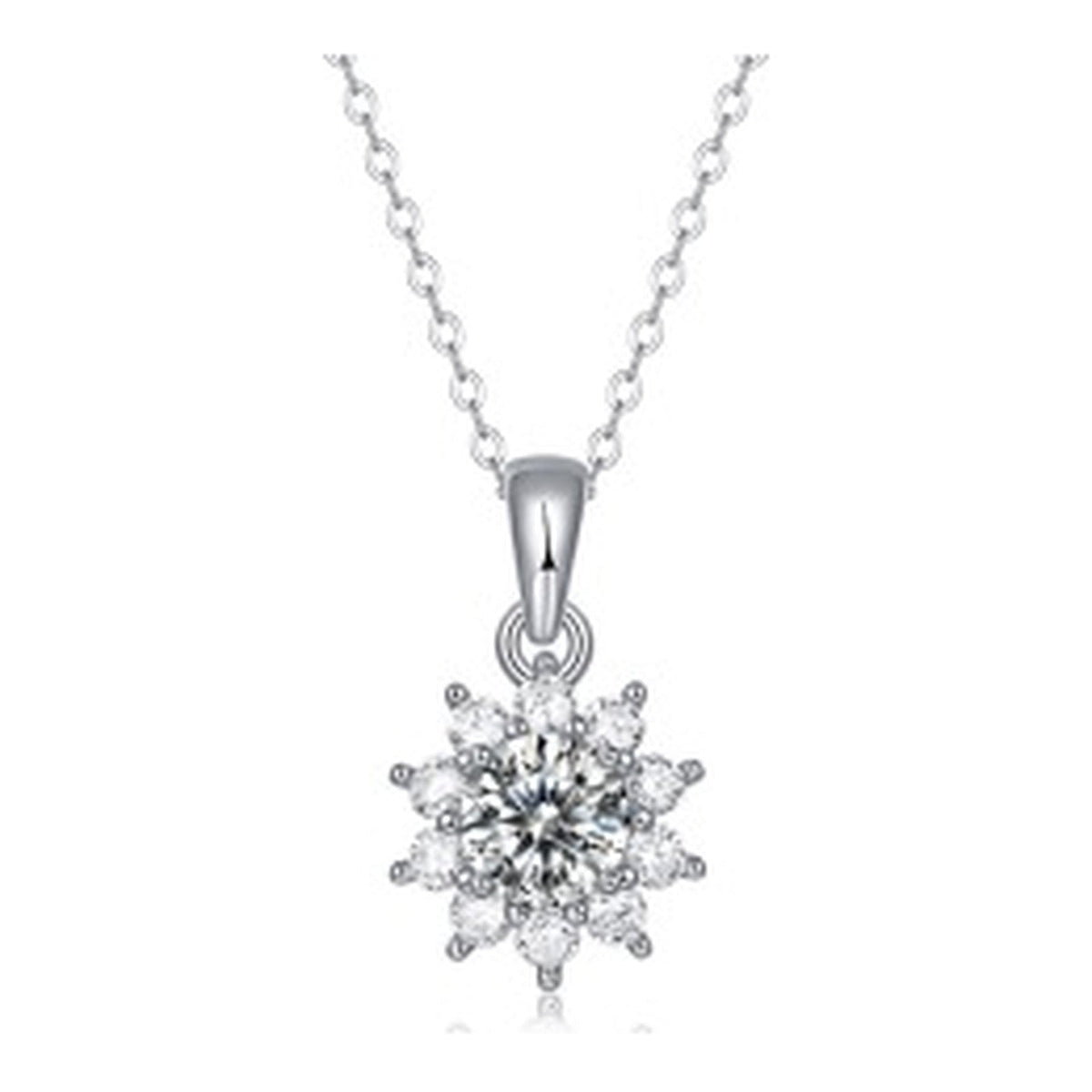 Snowflake 1 Carat Moissanite Pendant Necklace in Sterling Silver