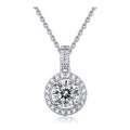 Orbit 1 Carat Moissanite Halo Pendant Necklace in Sterling Silver